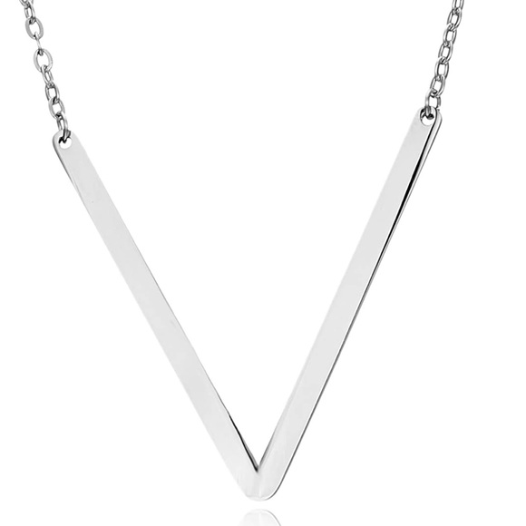 Silver Initial Stainless Steel Pendant Necklace Letters A-Z - Picture 3 of 6